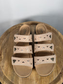 Clarks Laurieann Nora Sand Leather Slide Sandals US 12W Wide Comfort Slip-On NWB