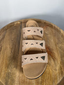 Clarks Laurieann Nora Sand Leather Slide Sandals US 12W Wide Comfort Slip-On NWB