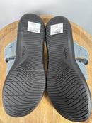 Clarks Laurieann Nora Blue Leather Slide Sandals US 12W Wide Comfort Slip-On NWB