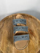 Clarks Laurieann Nora Blue Leather Slide Sandals US 12W Wide Comfort Slip-On NWB