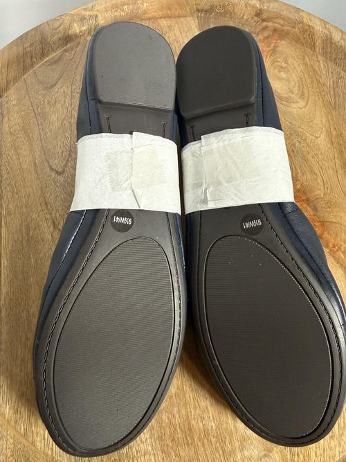 Lucky Brand Emmie Leather Ballet Flats US Size 9.5W Wide American Navy NWB