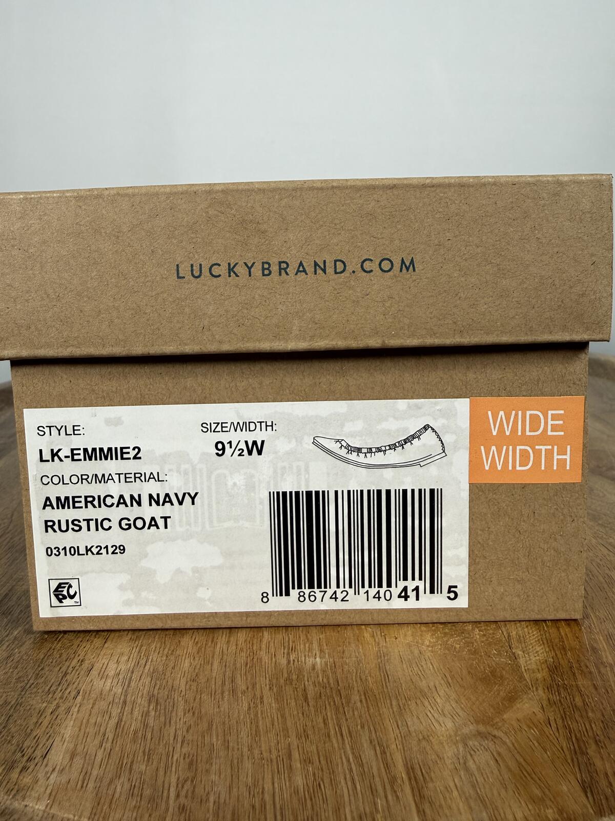 Lucky Brand Emmie Leather Ballet Flats US Size 9.5W Wide American Navy NWB