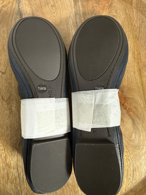 Lucky Brand Emmie Leather Ballet Flats US Size 7.5W Wide American Navy NWB