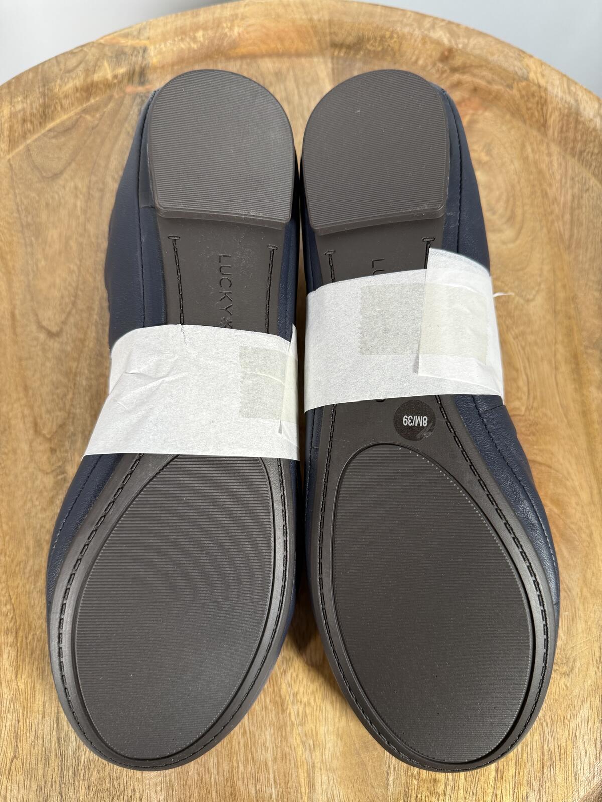 Lucky Brand Emmie Leather Ballet Flats US Size 8M American Navy NWB