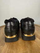 Kenneth Cole Reaction Black Cari Faux Fur Jewel Jogger Sneakers US 6M NWB