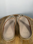 FitFlop Galaxy Toe Wedge Flip Flop Women’s US 9 Platino Sandals NWB
