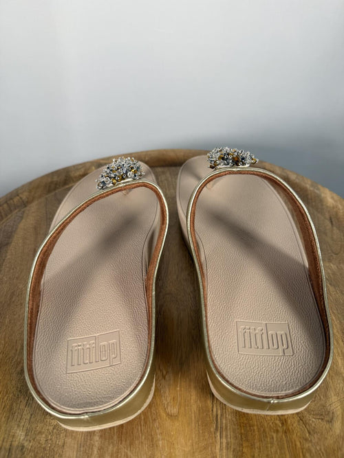 FitFlop Galaxy Toe Wedge Flip Flop Women’s US 9 Platino Sandals NWB