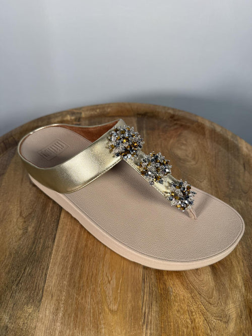 FitFlop Galaxy Toe Wedge Flip Flop Women’s US 9 Platino Sandals NWB