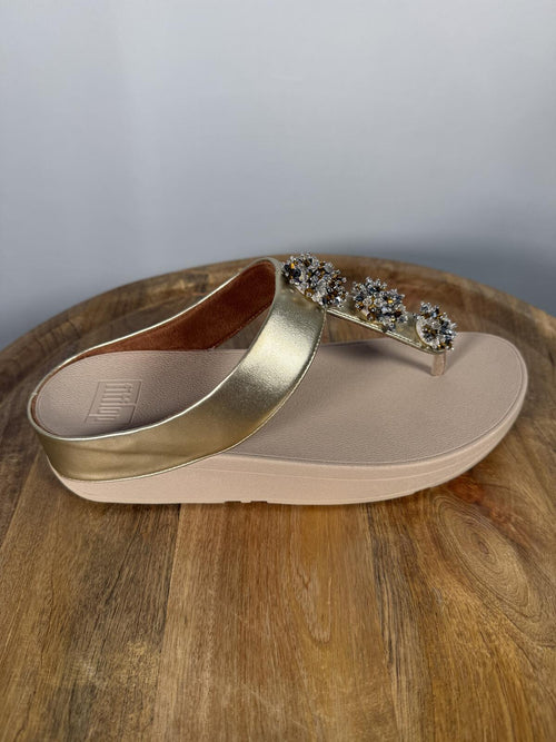 FitFlop Galaxy Toe Wedge Flip Flop Women’s US 9 Platino Sandals NWB