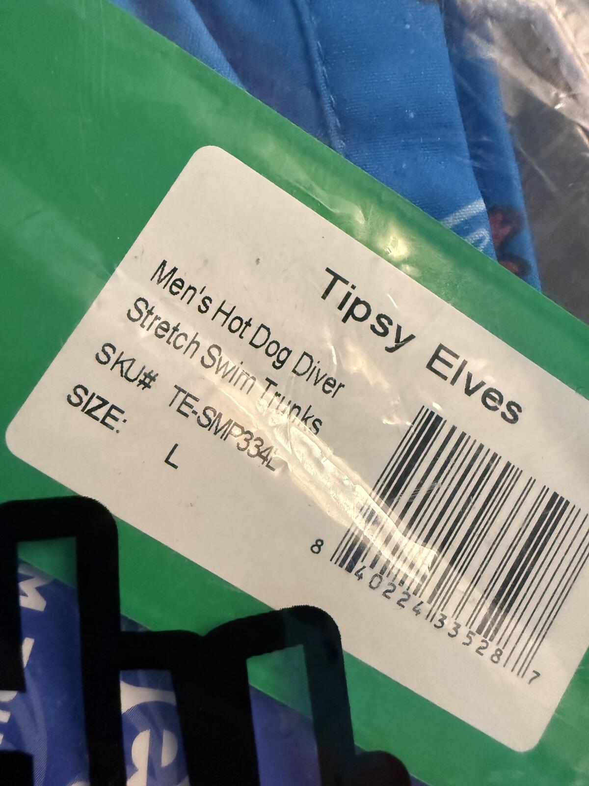 NWT Tipsy Elves Hot Dog Diver Stretch Swim Trunks Size Large