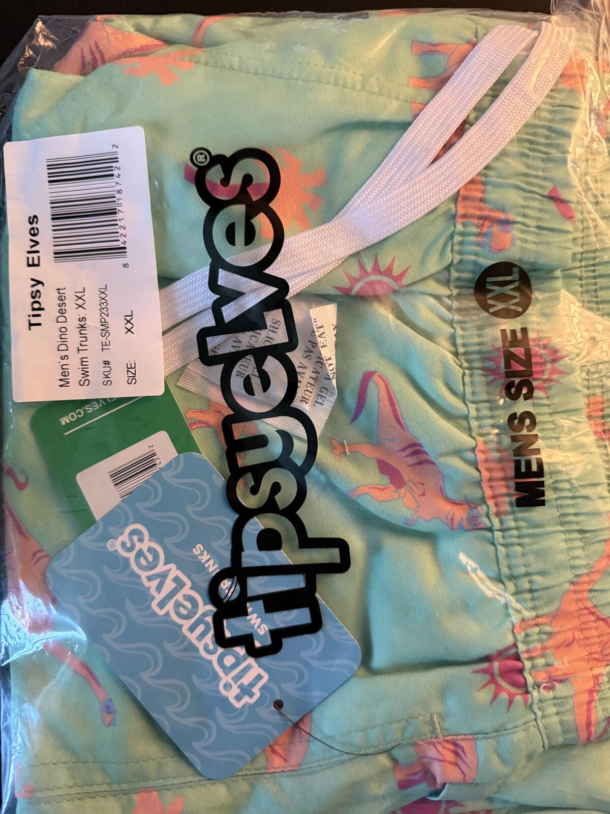 NWT Tipsy Elves Dinosaur Desert Swim Trunks Size XXL