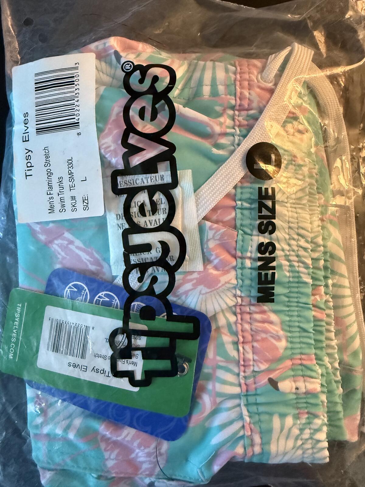 NWT Tipsy Elves Men's Flamingo Swim Trunks Size Large