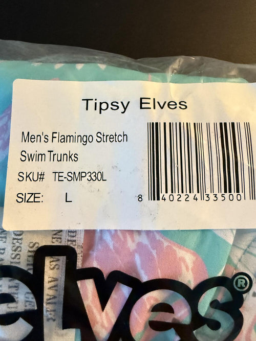NWT Tipsy Elves Men's Flamingo Swim Trunks Size Large