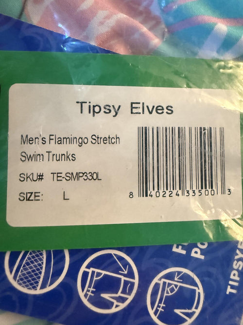 NWT Tipsy Elves Men's Flamingo Swim Trunks Size Large