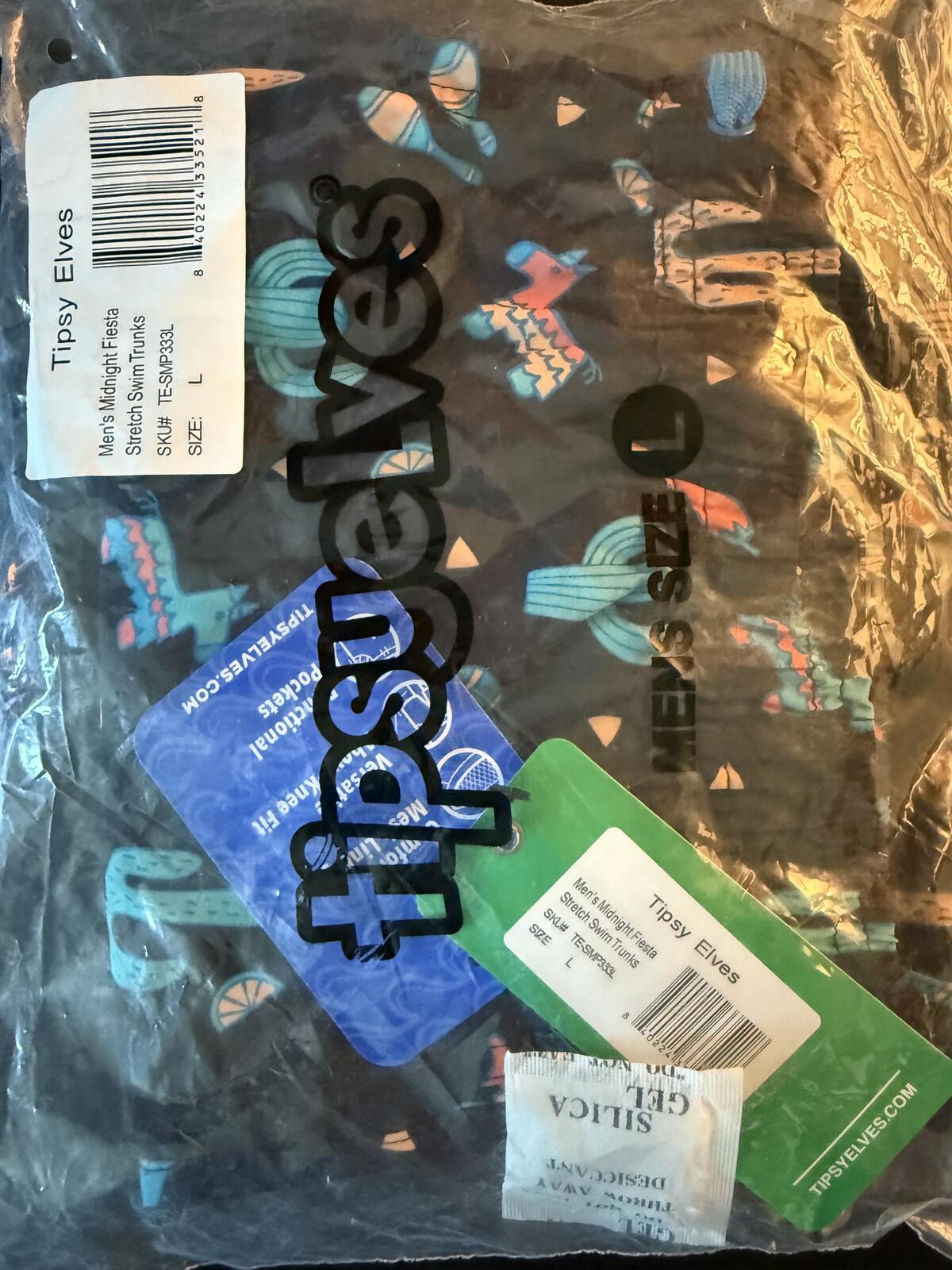NWT Tipsy Elves Midnight Fiesta Stretch Swim Trunks Size Large