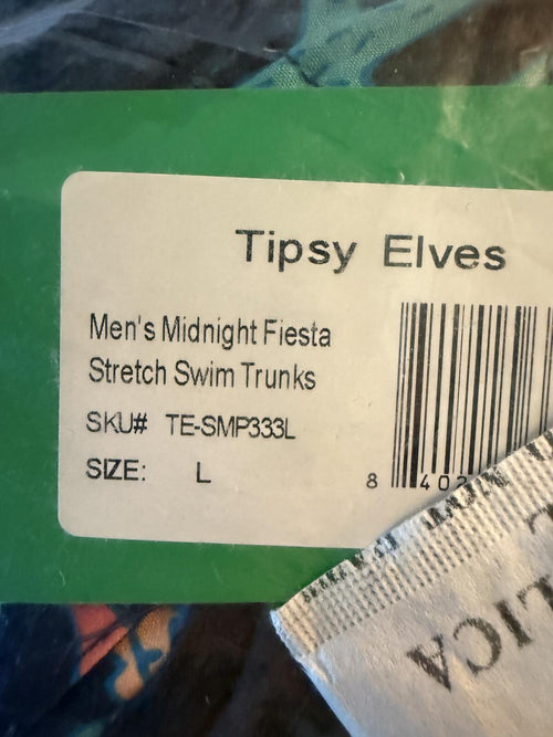 NWT Tipsy Elves Midnight Fiesta Stretch Swim Trunks Size Large