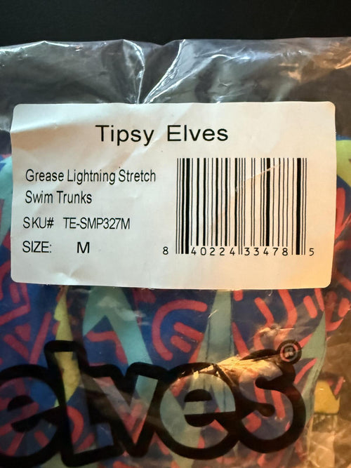 NWT Tipsy Elves Grease Lightning Stretch Swim Trunks Size Medium