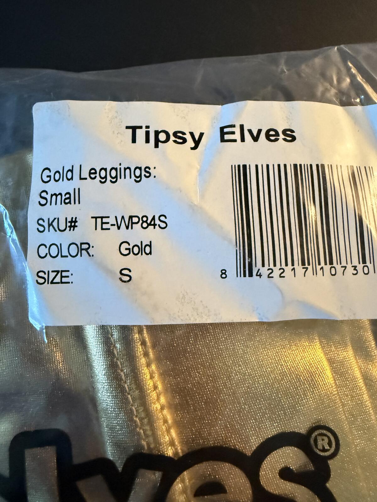 NWT Tipsy Elves Leggings Women's Gold Metallic Size Small