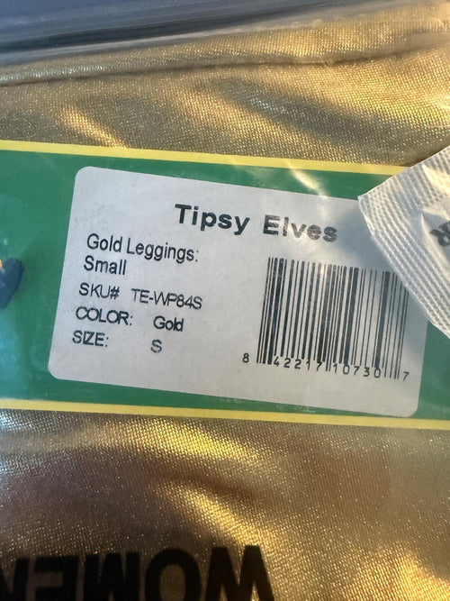 NWT Tipsy Elves Leggings Women's Gold Metallic Size Small