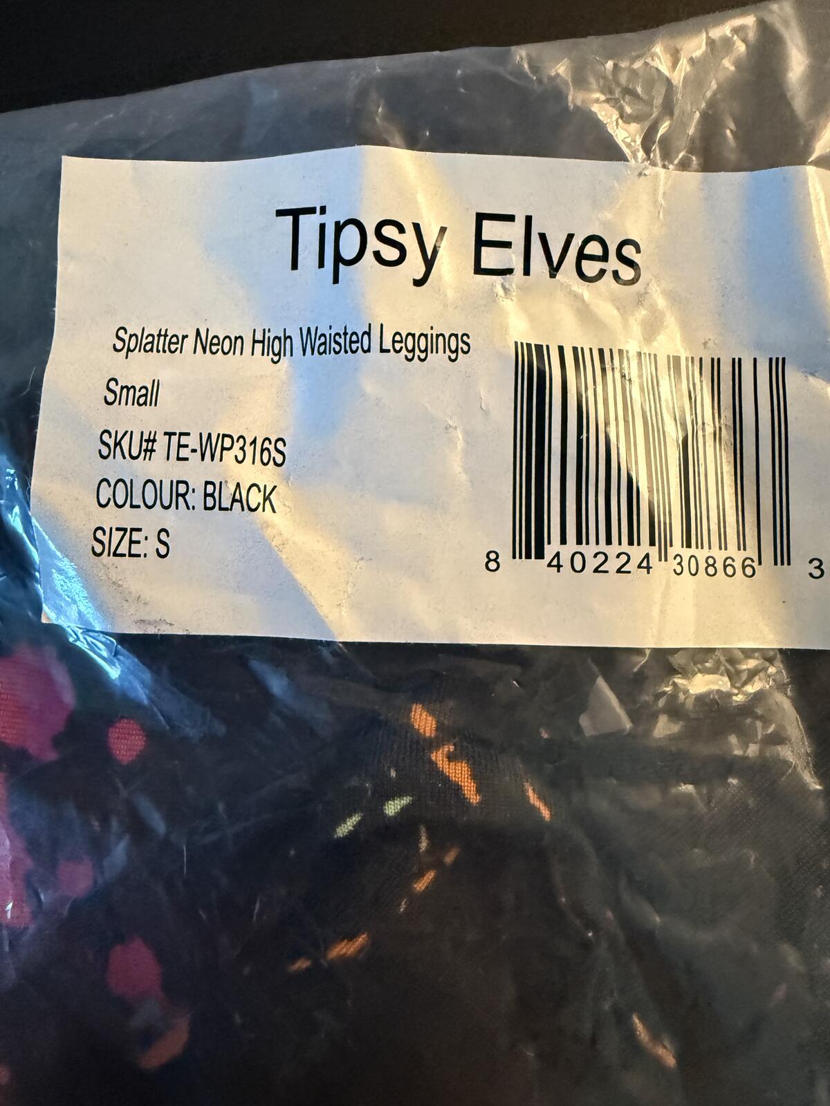 NWT Tipsy Elves Neon Splatter Women's Leggings Small