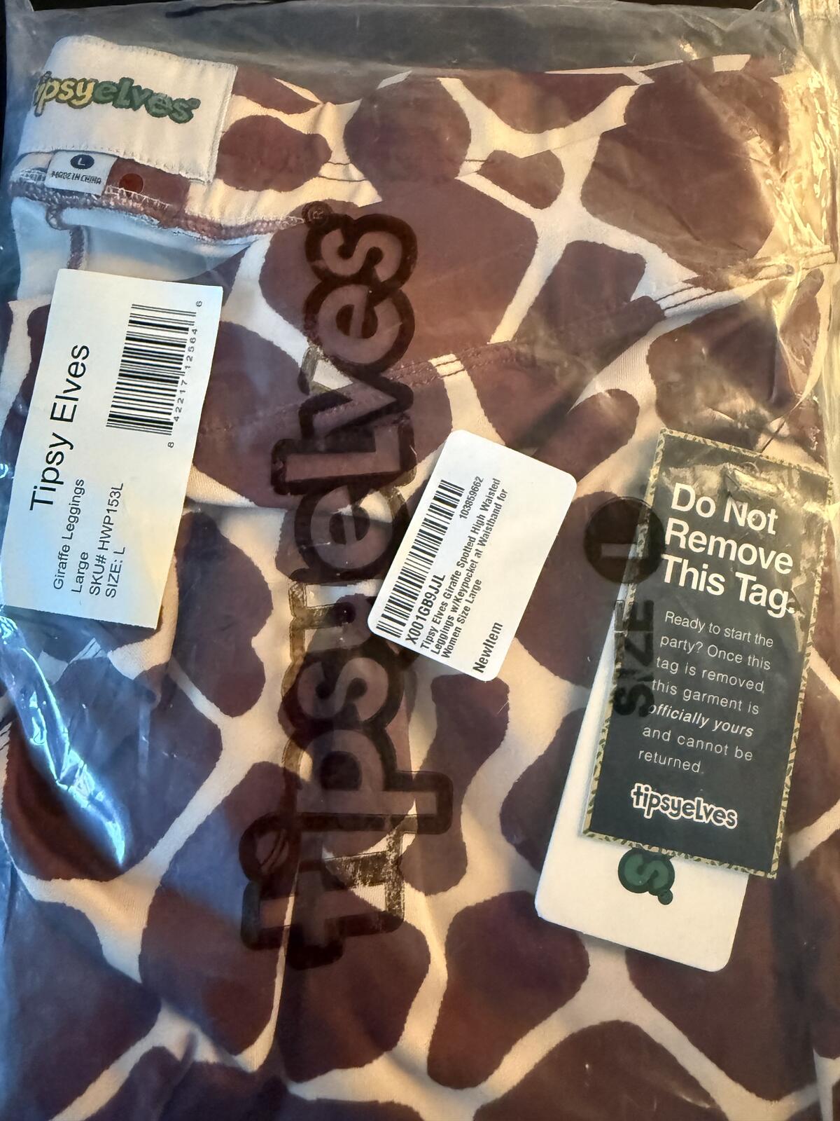 NWT Tipsy Elves Giraffe Leggings Women's Size Large
