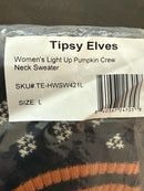 NWT Tipsy Elves Women's Pumpkin Light Up Halloween Sweater Size Large