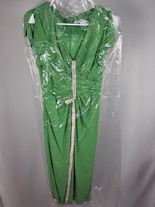 Mac Duggal 12486 Split Sleeve Ruched Bodice Dress Green Size 4 NWT