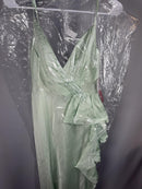 Mac Duggal Pistachio Satin Ruffled Dress Satin Fabric 67815 Size 4 NWT