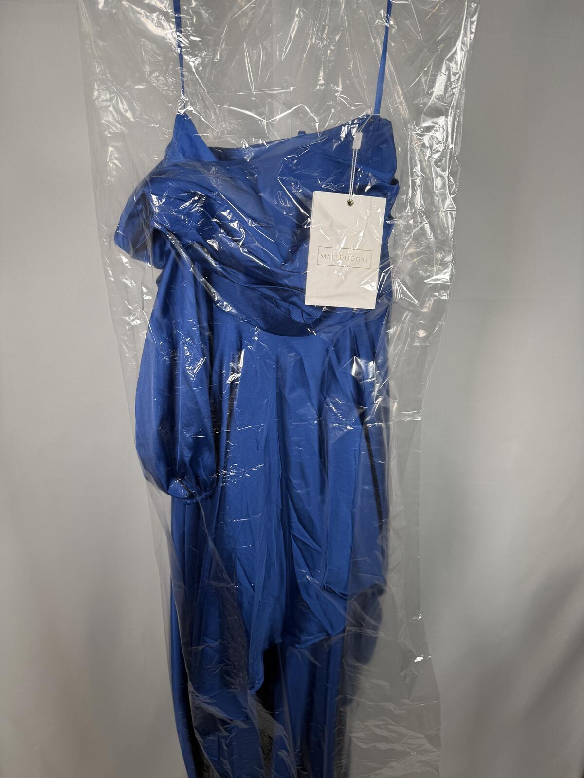 Mac Duggal Cobalt Blue Satin High Low One Shoulder 49141 Dress Size 0 NWT