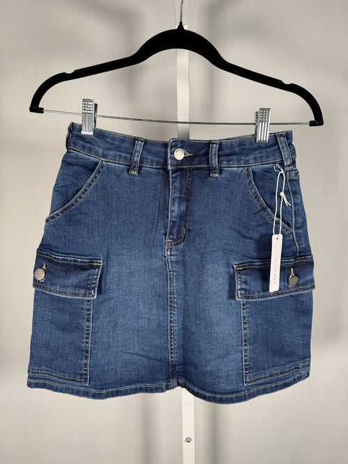 NWT Six Fifty Kyra Cargo Denim Mini Skirt Dark Wash Size Medium