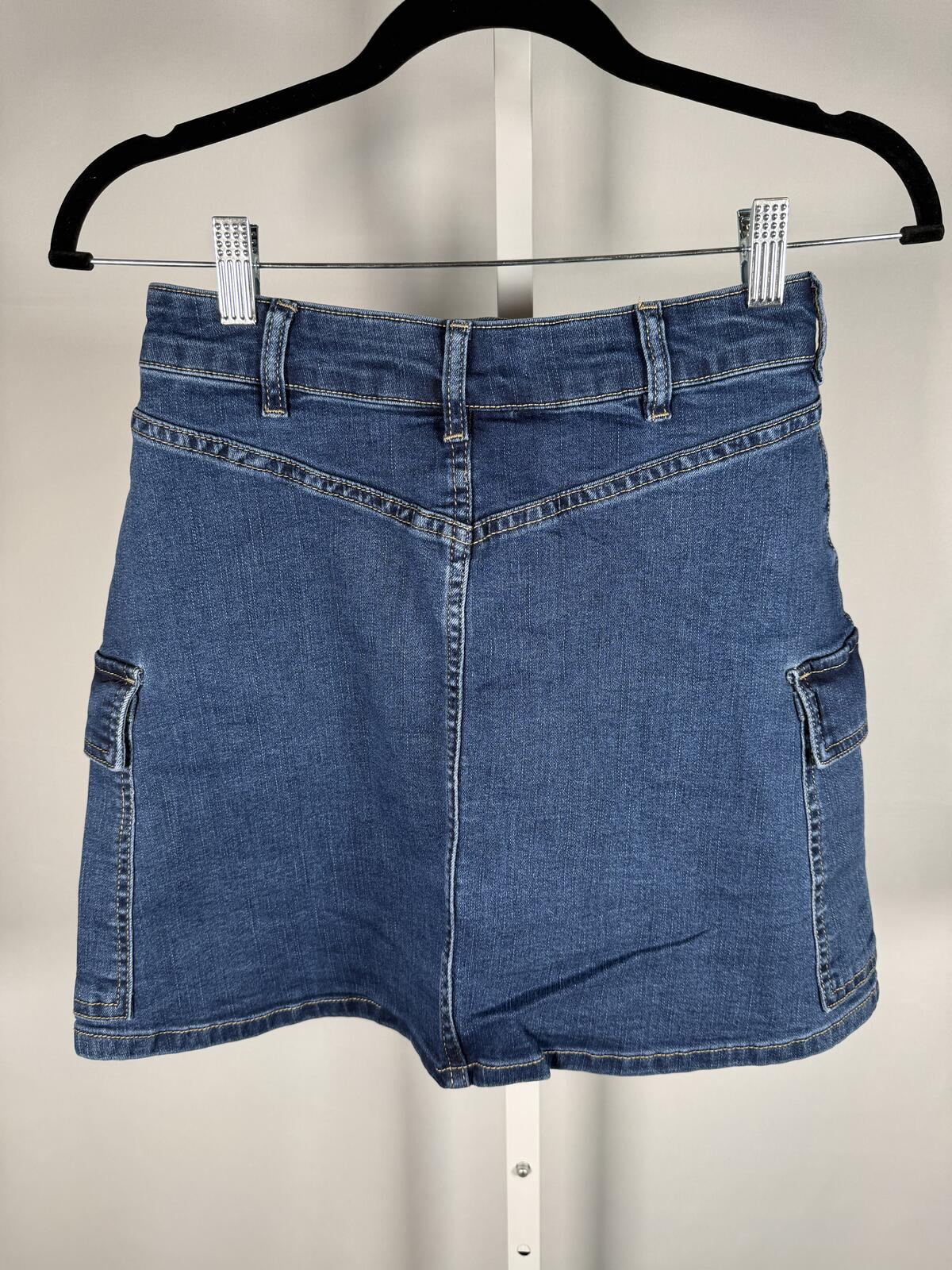 NWT Six Fifty Kyra Cargo Denim Mini Skirt Dark Wash Size Large