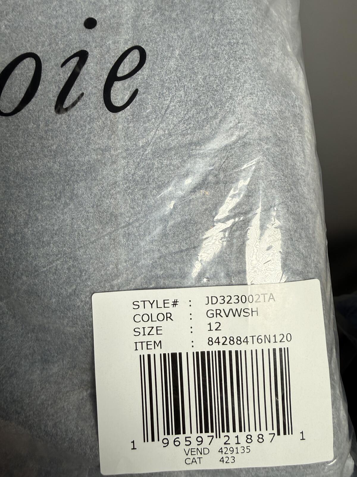 NWT La Joie Women's Gray Wash Denim Jeans Size 12