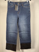 NWT G by Giuliana Black Label Straight Lace Hem Jeans Size 6