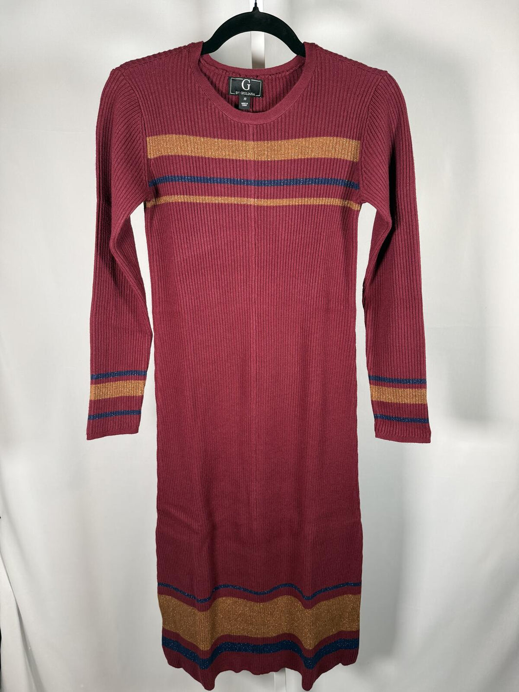 NWT G by Giuliana Ribbed Stripe Midi Sweater Dress XS