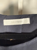 NWT Six/Fifty Navy Blue Short Sleeve Pocket Back Blouse Size Small