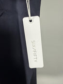 NWT Six/Fifty Navy Blue Short Sleeve Pocket Back Blouse Size Large