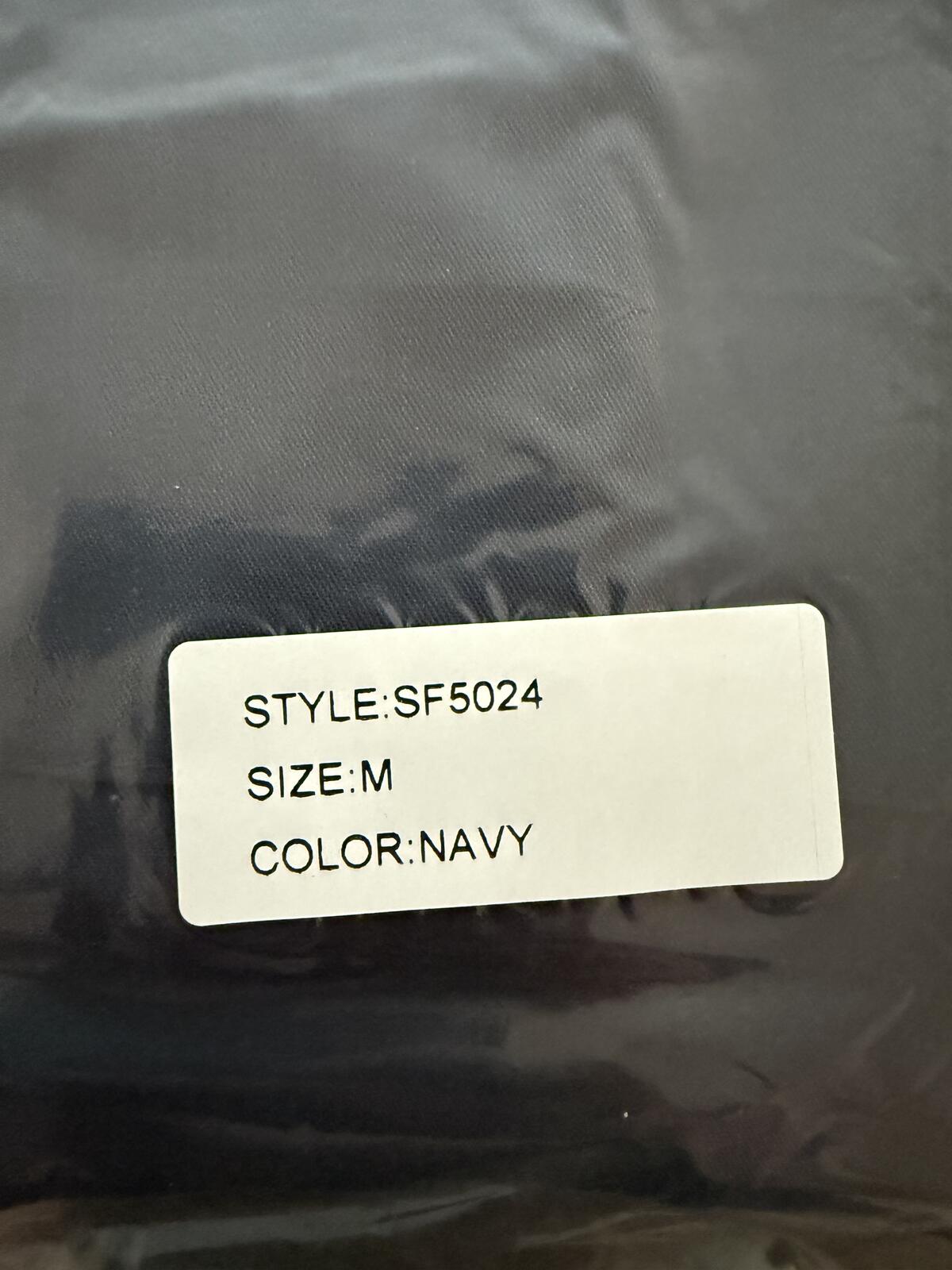 NWT Six/Fifty Navy Blue Short Sleeve Pocket Back Blouse Size Medium