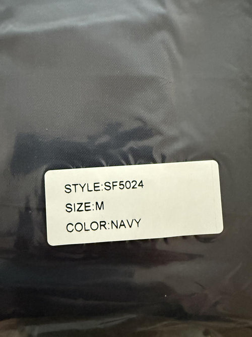 NWT Six/Fifty Navy Blue Short Sleeve Pocket Back Blouse Size Medium