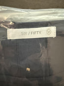 NWT Six/Fifty Navy Blue Short Sleeve Pocket Back Blouse Size Medium