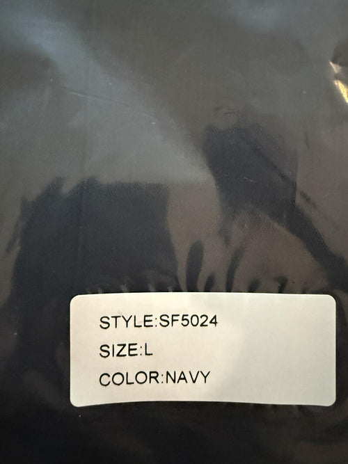 NWT Six/Fifty Navy Blue Short Sleeve Pocket Back Blouse Size Large