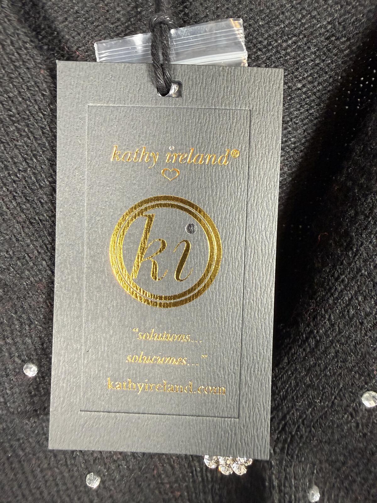 NWT Kathy Ireland Holiday Jewel Cardigan & Cami Set Black Large