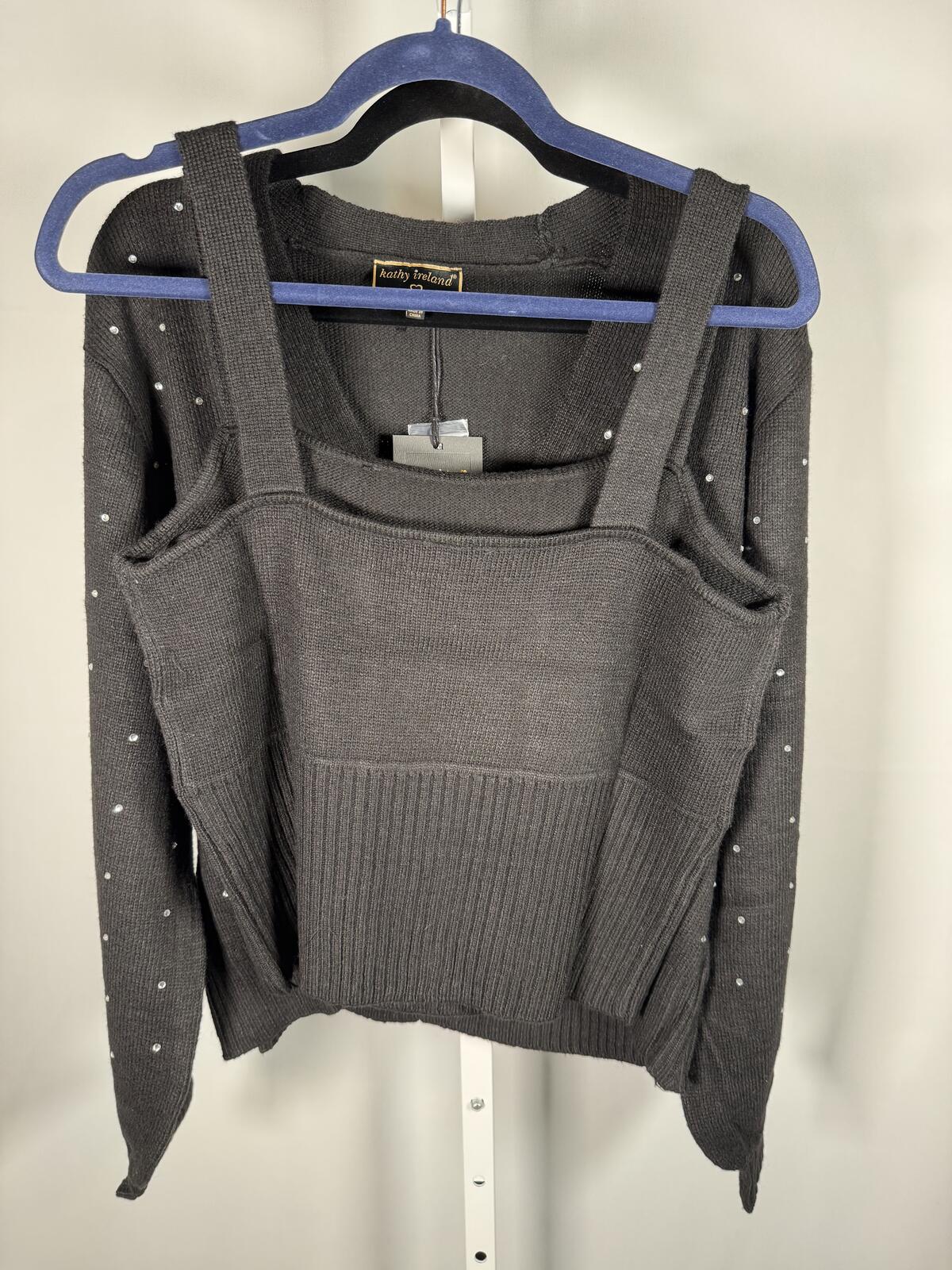 NWT Kathy Ireland Holiday Jewel Cardigan & Cami Set Black Size 3X