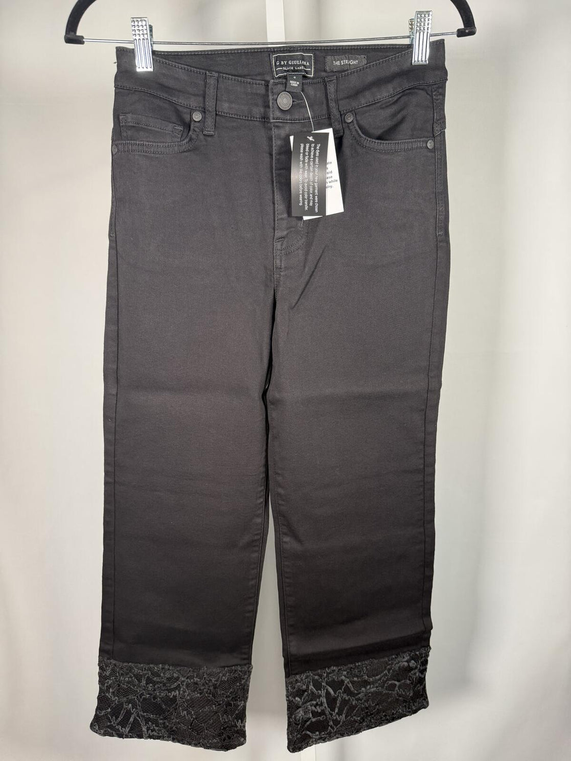NWT G by Giuliana Black Label The Straight Lace Hem Jeans Size 6