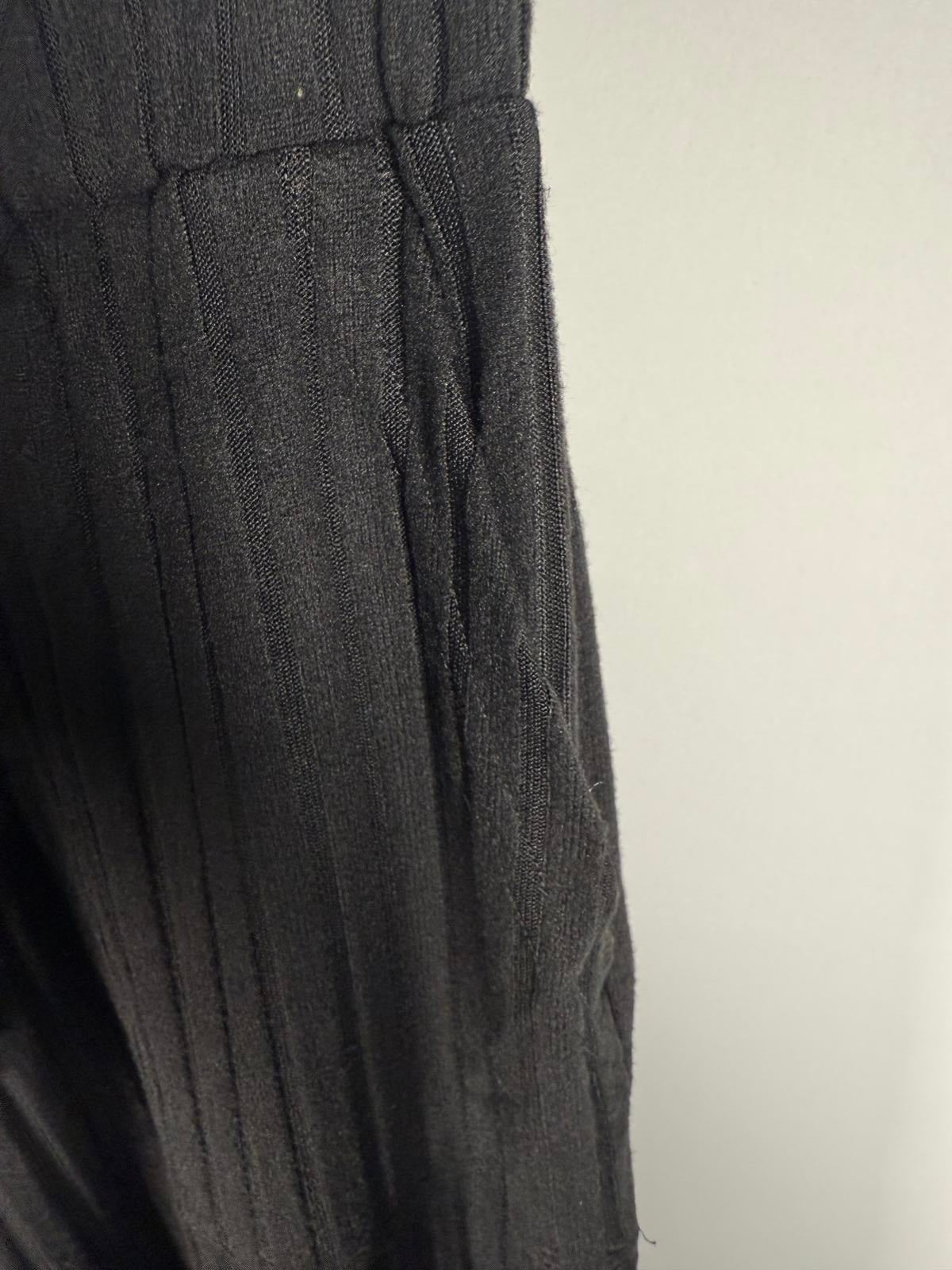 NWT Halara Ribbed Knit High Waisted Wide Leg Pants Black Size Small