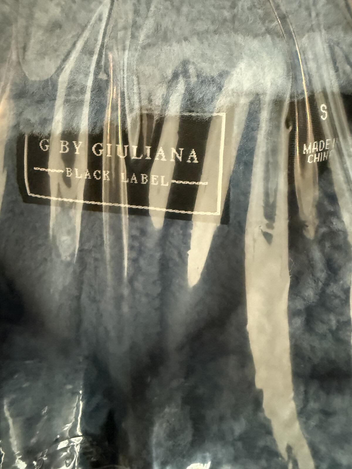 NWT G by Giuliana Faux Suede Shearling Zip Front Coat Blue Size Small