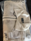 NWT G by Giuliana Faux Suede Shearling Zip Front Coat White Size Medium