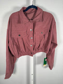 NWT Halara Pocket Cropped Corduroy Casual Jacket Mauvewood Large