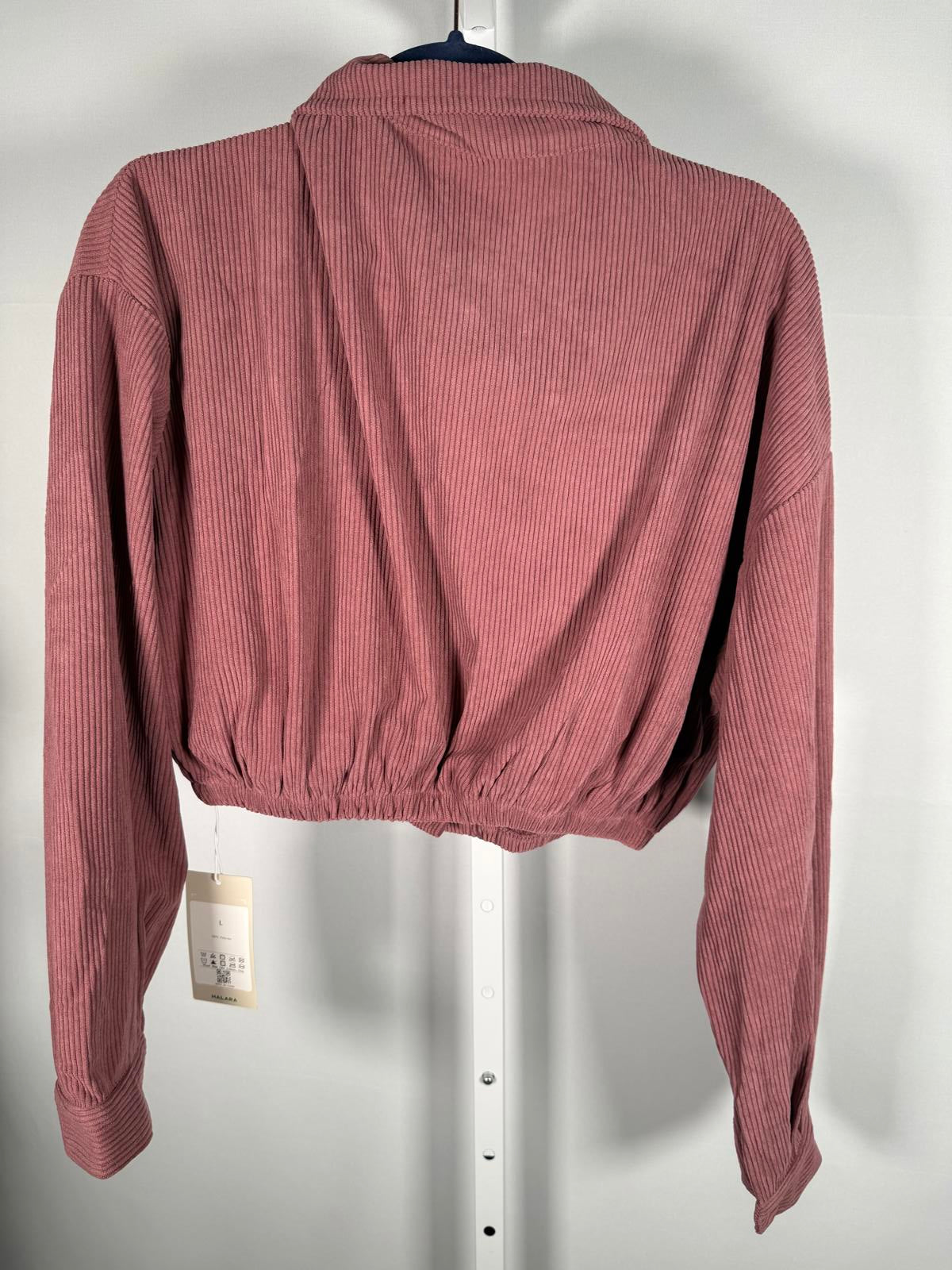 NWT Halara Pocket Cropped Corduroy Casual Jacket Mauvewood Large