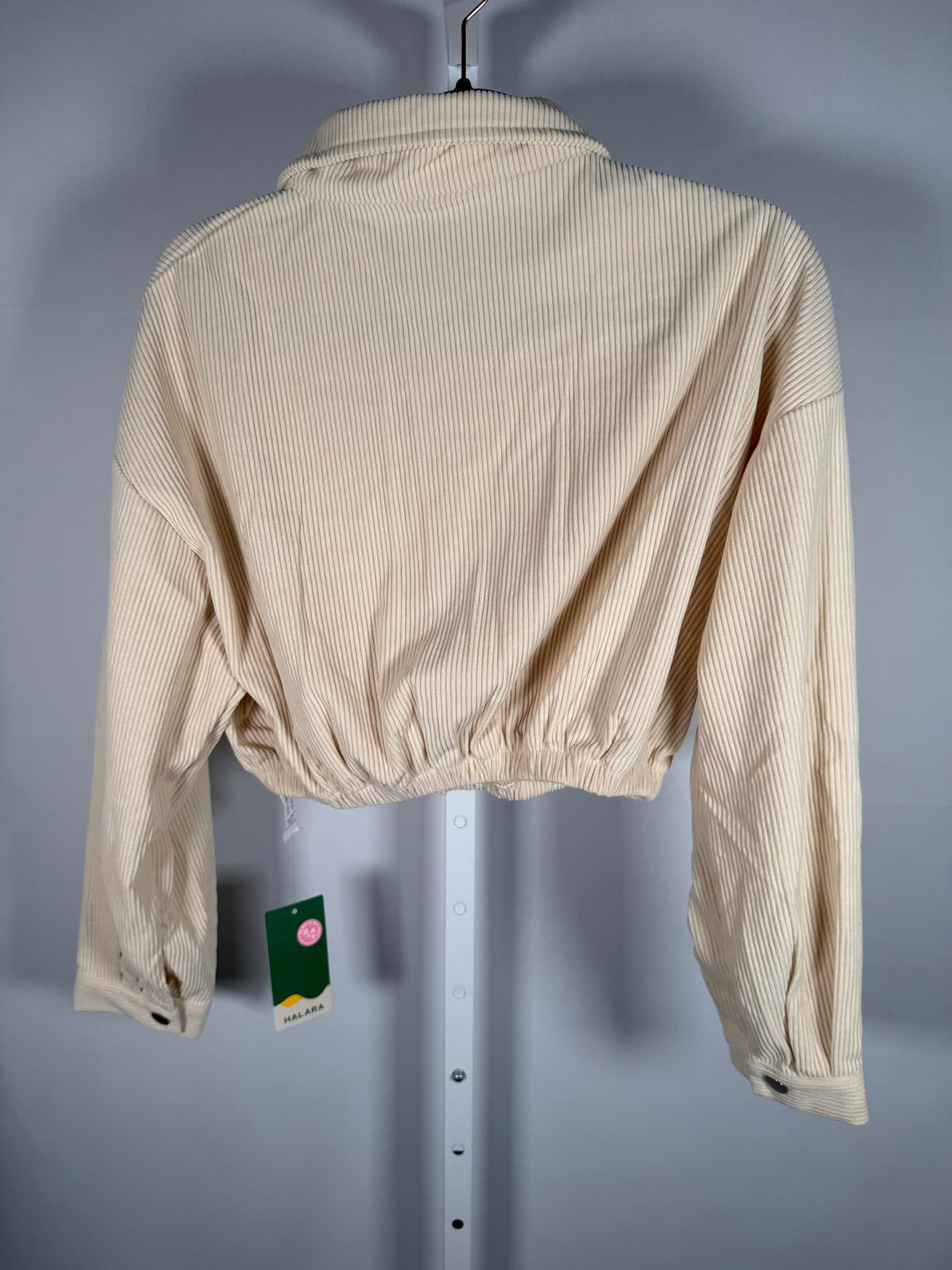 NWT Halara Pocket Cropped Corduroy Casual Jacket Cloud Cream Size Small