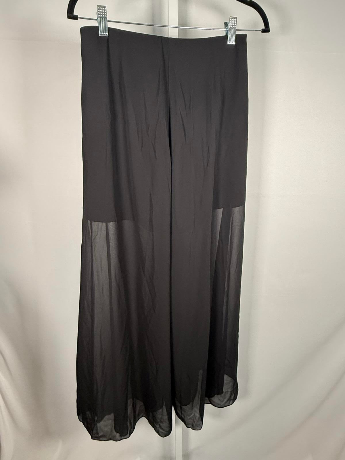 NWT Halara High Waisted 2-in-1 Mesh Wide Leg Flowy Dance Pants Black Size Small